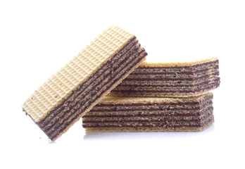 wafer chocolate dessert on white background