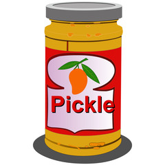 Mango Pickle Jar - Yellow - Cartoon Vector Image