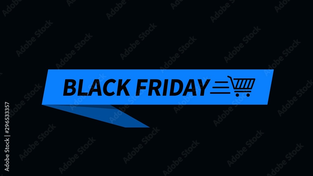 Poster black friday ribbon banner for use in advertising and banner design. vector flat design. blue ribbon