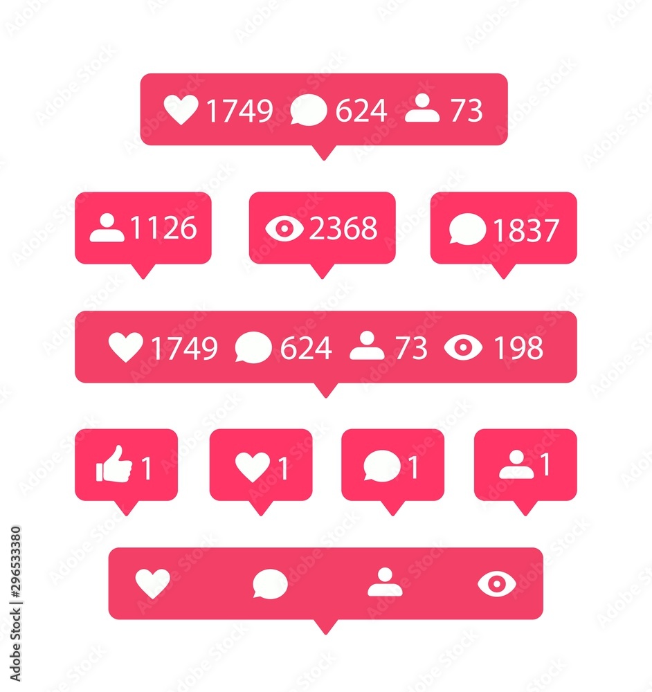 Fototapete vector social media icons. like and comment icon. speech bubble notification template for use in web