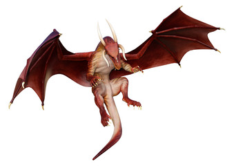 3D Rendering Fairy Tale Dragon on White