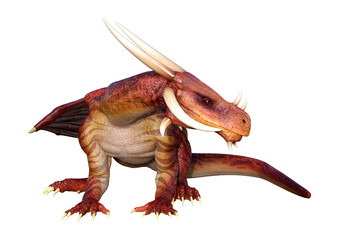 3D Rendering Fairy Tale Dragon on White