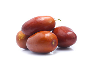 Jujube fruits close up on white