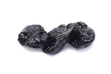 Dry prunes set isolated on white background
