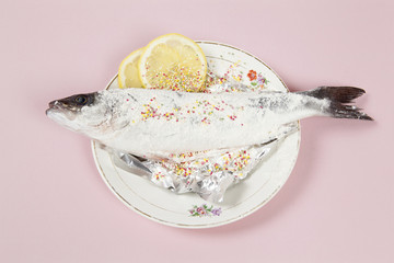 sprinkles fish meuniere flower plate pink
