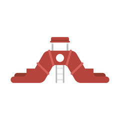 Double aquapark slide icon. Flat illustration of double aquapark slide vector icon for web design