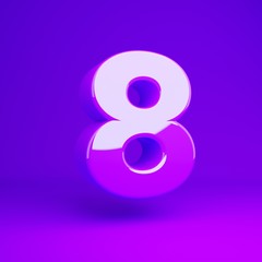 Glossy violet number 8 violet matte background