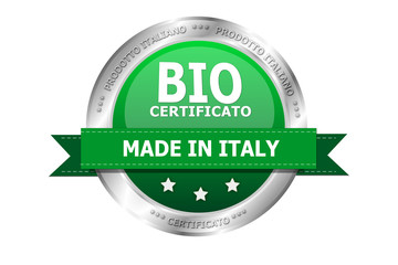 Made in ITALY  Chrome Shield with Gold Ribbon CIBO BIO CERTIFICATO 