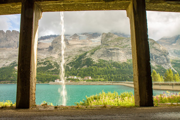 Rare view of Fedaia Lake (Lago di Fedaia), Italian Alps, Dolomites (Dolomiti). Italy, Europe. 4k background, HD wallpaper.