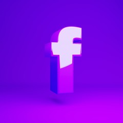 Obraz premium Glossy violet letter F lowercase violet matte background