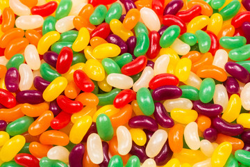 Colorful jelly beans isolated on white.