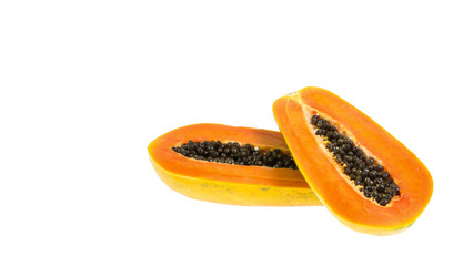 papaya on white background