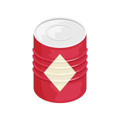 A tin can with a label. 3D vector illustration.