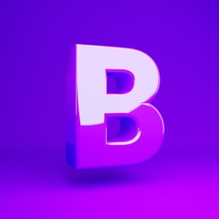 Glossy violet letter B uppercase violet matte background
