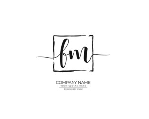 F M FM Initial handwriting logo design. Beautyful design handwritten logo for fashion, team, wedding, luxury logo.
