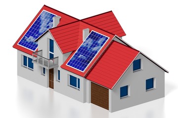 3D solar panels concept, single family house