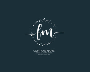 F M FM Initial handwriting logo design. Beautyful design handwritten logo for fashion, team, wedding, luxury logo.