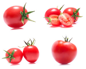 red tomato isolated on white background (Mix, set , collection)