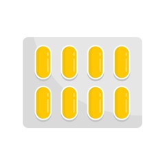 Dietary pills pack icon. Flat illustration of dietary pills pack vector icon for web design