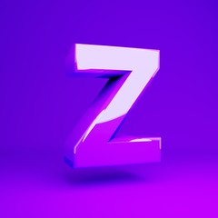 Glossy violet letter Z uppercase violet matte background