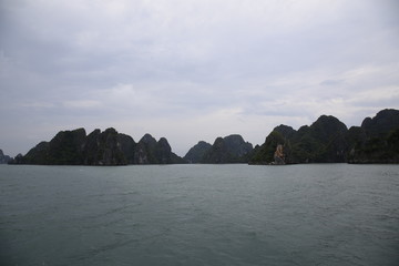 Fototapeta na wymiar The beautiful islands of Bai Tu Long Bay, Vietnam