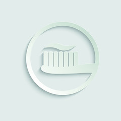  Toothbrush and toothpaste - black vector icon  paper icon