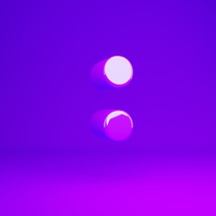 Glossy violet colon symbol violet matte background