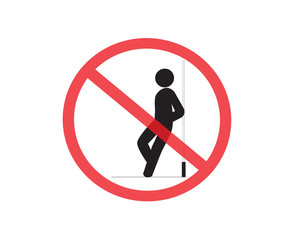 Please do not lean on the glass, accident prevention signs, Not Allowed Sign, warning symbol, road symbol sign and traffic symbol design concept, vector illustration.