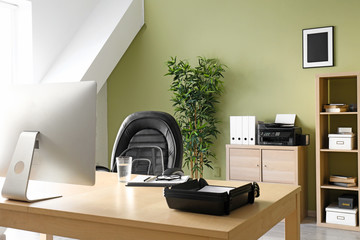 Comfortable workplace in modern office