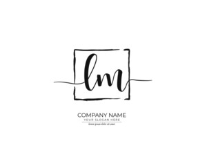 L M LM Initial handwriting logo design. Beautyful design handwritten logo for fashion, team, wedding, luxury logo.