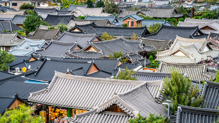 Jeonju Hanok Maeul village roofs in Jeonju si South Korea