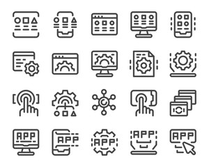 application thin line icon set,editable stroke,vector and illustration