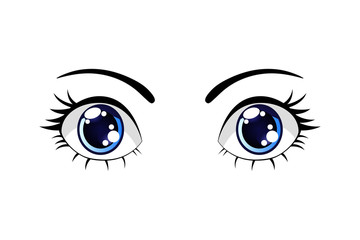 Colorful Cartoon Funny Blue  Eyes. Vector Isolated illustration on white background
