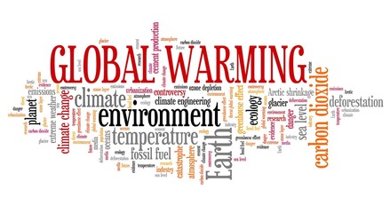 Obraz premium Global warming text cloud