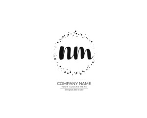 N M NM Initial handwriting logo design. Beautyful design handwritten logo for fashion, team, wedding, luxury logo.