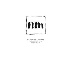N M NM Initial handwriting logo design. Beautyful design handwritten logo for fashion, team, wedding, luxury logo.