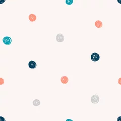 Tapeten Polka Dot, Kreise handgezeichnete Vektor nahtlose Muster. Kreisförmige geometrische einfache Textur. Mehrfarbige handgezeichnete Scribble-Formen auf hellem Hintergrund. Minimalistische abstrakte Tapete, Hintergrund © AngellozOlga
