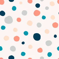 Fototapete Formen Polka Dot, Kreise handgezeichnete Vektor nahtlose Muster. Kreisförmige geometrische einfache Textur. Mehrfarbige Formen auf hellem Hintergrund. Minimalistische abstrakte Tapete, Hintergrundtextildesign
