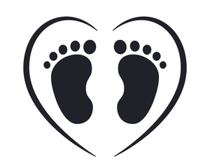 Baby foot step heart icon