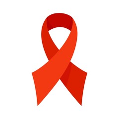 Red ribbon icon. Flat illustration of red ribbon vector icon for web design