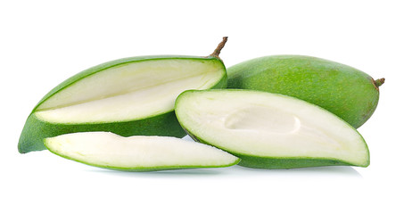 Green mango isolated on a white background