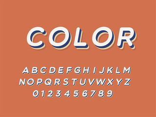 Retro font and alphabet. Stock vector illustration