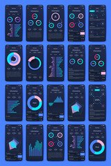 Different UI, UX, GUI screens and flat web icons for mobile apps