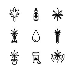 Marijuana Products. Cannabis. Leaf - Vector Icon Set