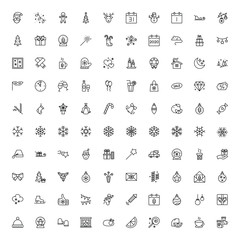 100 New Year thile line icons set. Vector illustrations collection eps10.