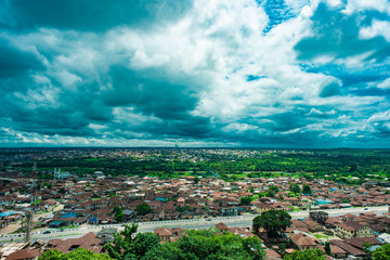 An overview of the area surrounding the Olumo Rock summit