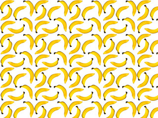 Seamless pattern of bananas on a white background. Print for fabric.
