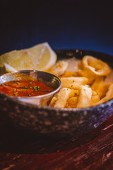 Fried Calamari Crispy Calamari served with tomato sauce pomodoro dip