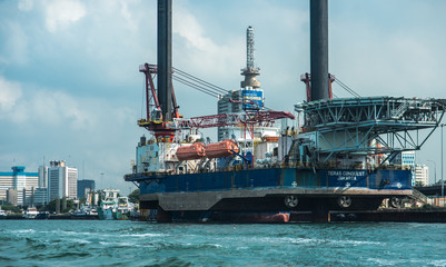 A ship berthed on the coast of Lagos Lagoon, Apapa