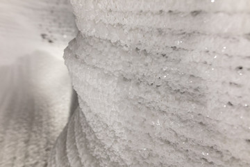 White walls of ice and snow in a cave